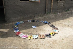 Sandals left outside the classroom