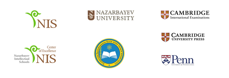 Logos for: Nazarbayev University, Nazarbayev Intellectual Schools, Nazarbayev Intellectual Schools Centre of Excellence, Ministry of Education and Science of the Republic of Kazakhstan, University of Pennsylvania Graduate School, Cambridge International Examination, Cambridge University Pres